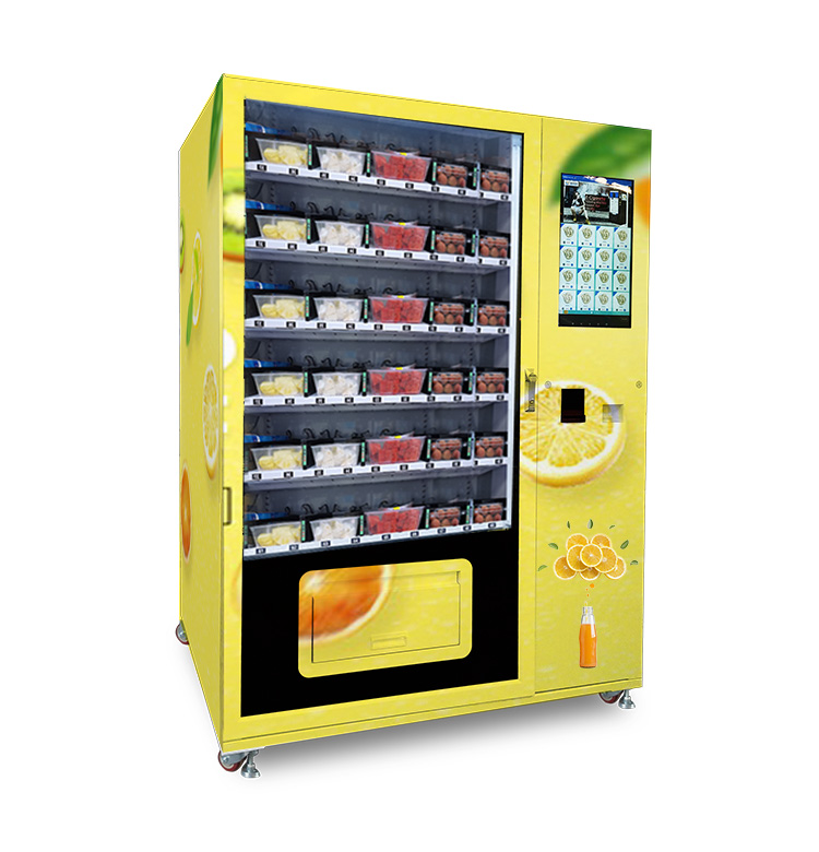 Micron Europe popular smart cut fruit vending machine with touch screen, card reader and E-wallet support mutiple purchase